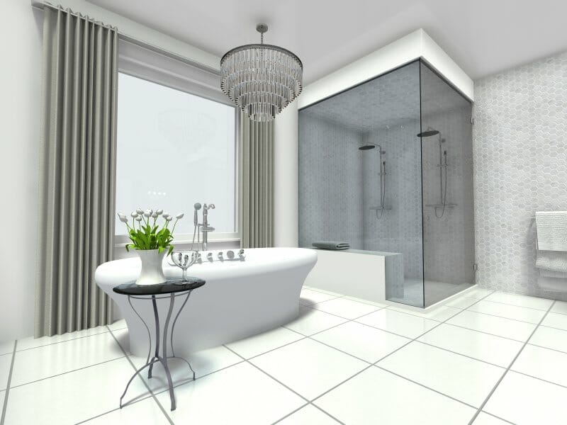 Transitional Bathroom 3D Photo White Tiles