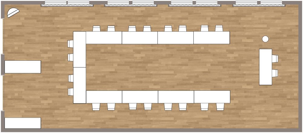U-Shaped Conference Room 2D Floor Plan With Two Presenters
