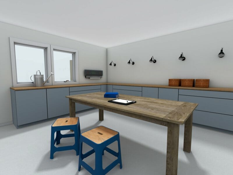 3D Photo of a workshop station in the basement.