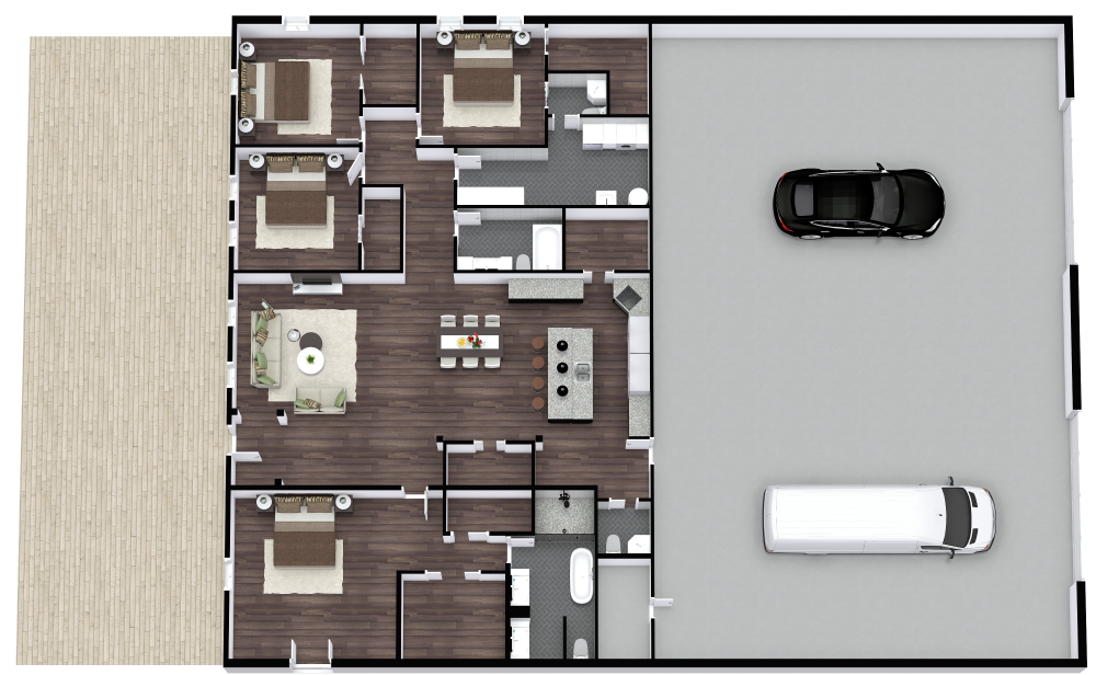 Barndominium 3D House Plan Model 4263