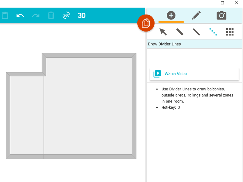 A floor plan being made in the RoomSketcher App